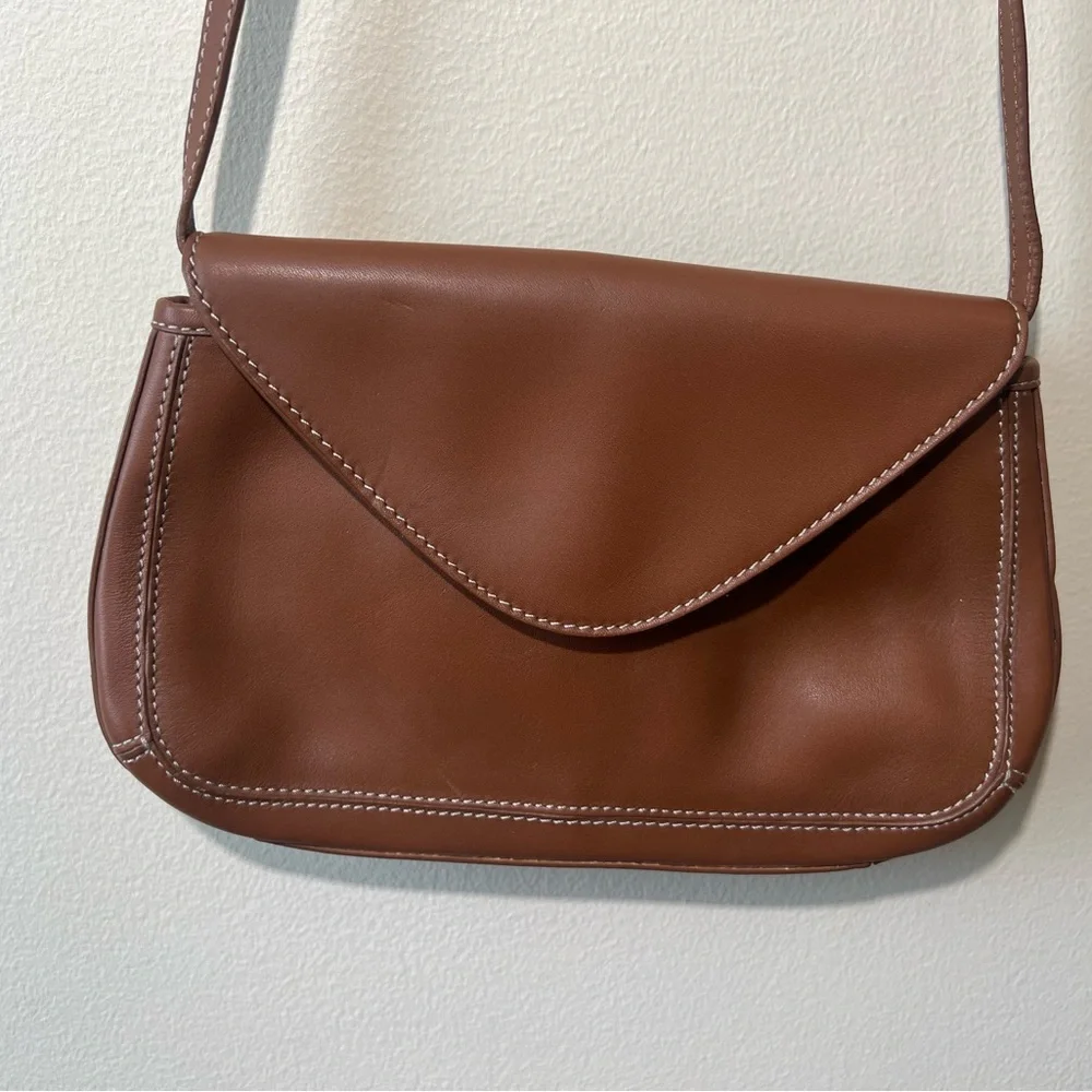 Bandolino Crossbody Camel Leather Shoulder Bag Convertible Clutch‎ Purse New